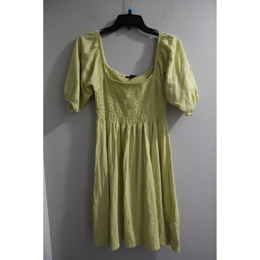J. Crew Smocked Square Neck Puff Sleeve Midi Dress Light Yellow XS